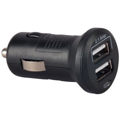 USB Auto Power Outlet, Mini, 2-Port, Black