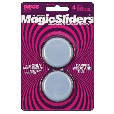 Surface Protectors, Furniture Sliding Discs, Adhesive, 2-In. Round, 4-Pk.