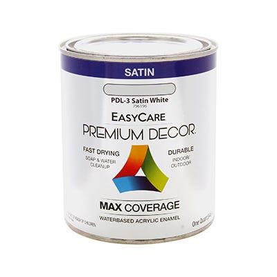 Premium Decor White Satin Enamel Paint, Qt.