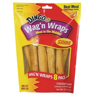 Dingo Dog Treats, Wag 'N Wraps Chicken, 8-Pk.