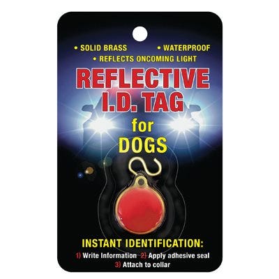 Dog I.D. Tag, Reflective, Brass