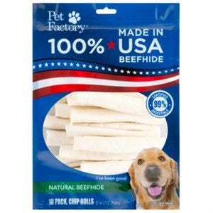 Dog Treats, Rawhide Chip Rolls, 18-Pk.
