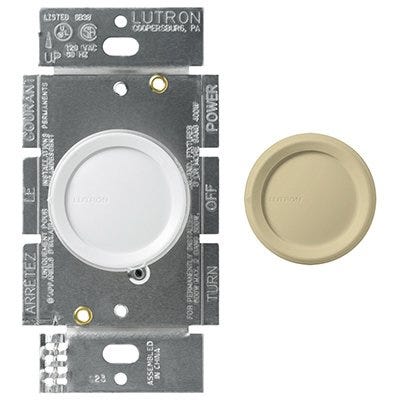 Rotary Fully Variable Fan Control Dimmer, White/Ivory Knobs