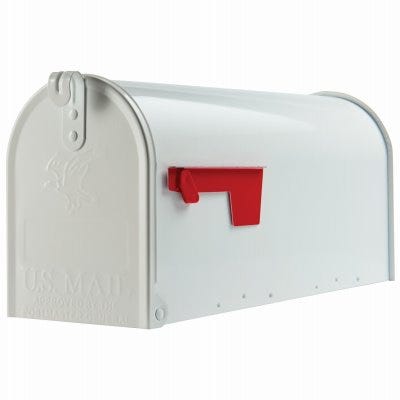 Elite Post-Mount Mailbox, Medium, White Steel